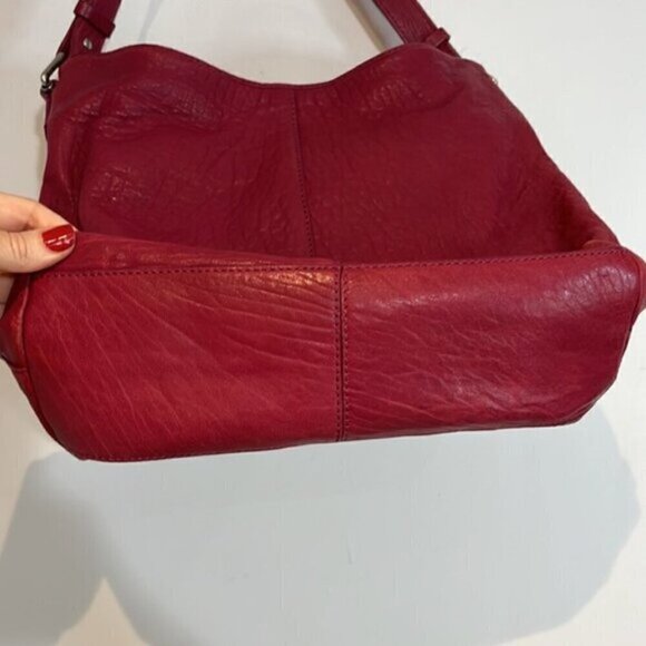 Cole Haan Buttery Soft Leather HeavyGrain Shoulder Bag in a magenta raspberry - Picture 7 of 10